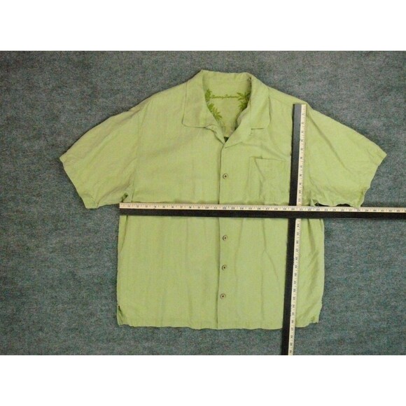 Tommy Bahama Shirt Mens XL Green Silk Camp Palm Embroidered - Picture 5 of 9